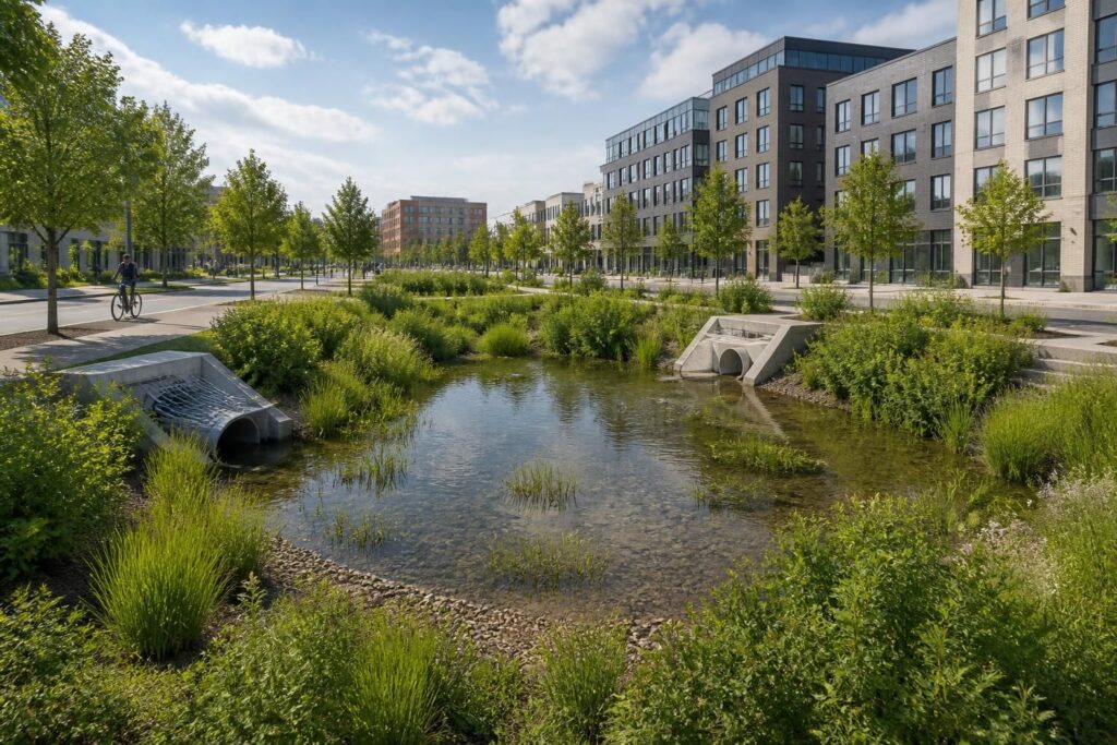 Bassin d’orage : un atout essentiel pour gérer les eaux pluviales en milieu urbain