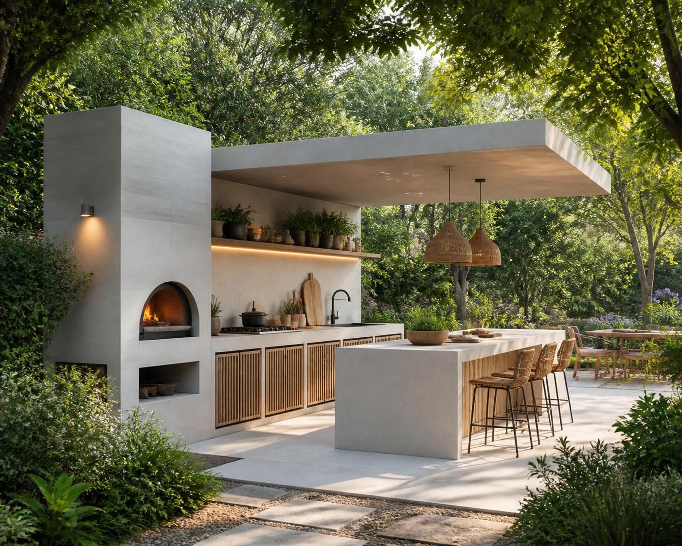 découvrez la cuisine extérieure en béton cellulaire, alliant robustesse et design naturel pour un espace convivial et esthétique, résistant aux intempéries et facile à entretenir.