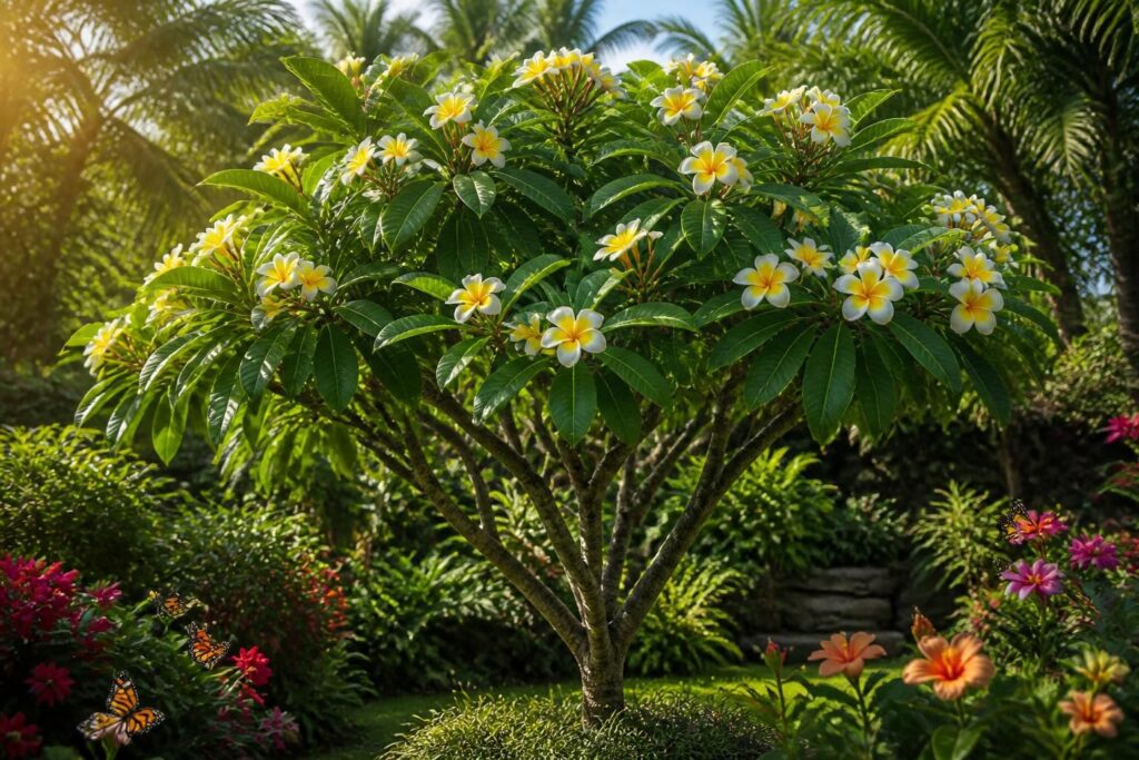 découvrez comment le frangipanier, arbre exotique aux fleurs parfumées, embellit nos jardins tout en contribuant à la préservation de la biodiversité.