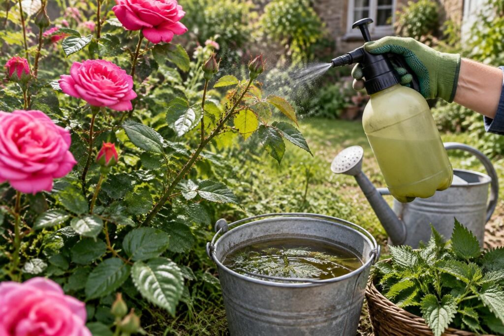 découvrez comment préparer et utiliser le purin d’ortie pour fortifier vos rosiers, lutter contre les pucerons et nourrir naturellement vos plantes.