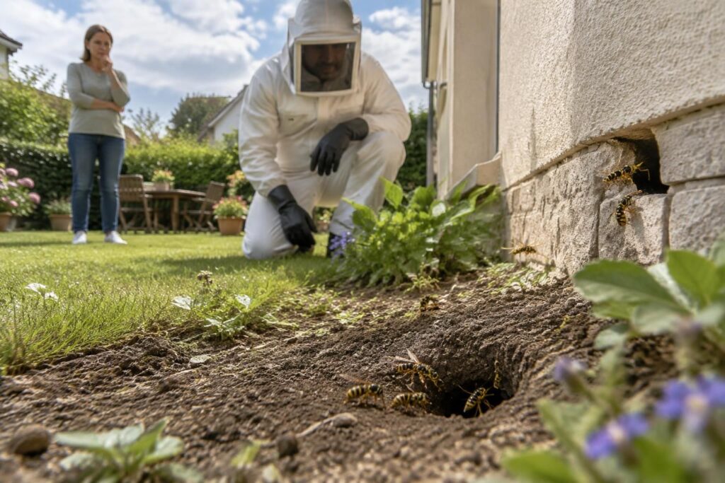 Nid de guêpe : comment identifier et agir face aux nids dans le sol ou les murs