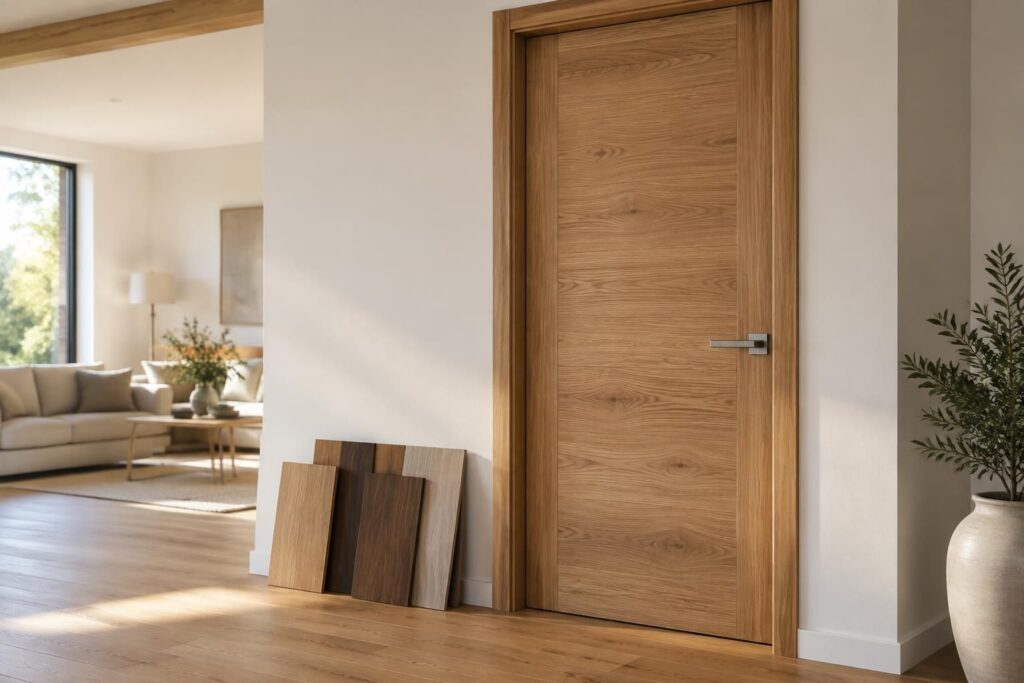 Porte fin de chantier bois : options en bois massif et finitions disponibles
